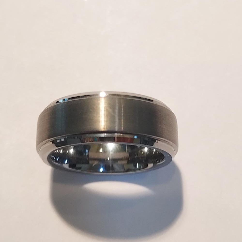 Silver Tungsten Carbide Band Ring, About Size 5.5